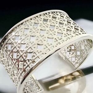 Tory Burch Elegant Silver Lace Cuff